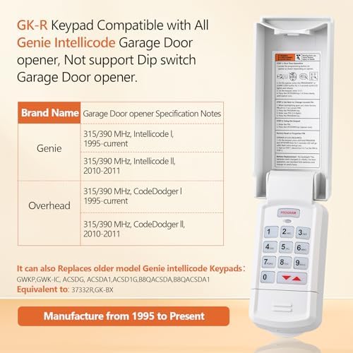 for Genie Garage Door Opener Keypad and Remote,Compatible with All Genie/Overhead Garage Door Openers, for Model GK-R 37332R OKP-BX GK-BX GWKP, GWK-IC, ACSDG, ACSDA1, ACSD1G, B8QACSDA, B8QACSDA1