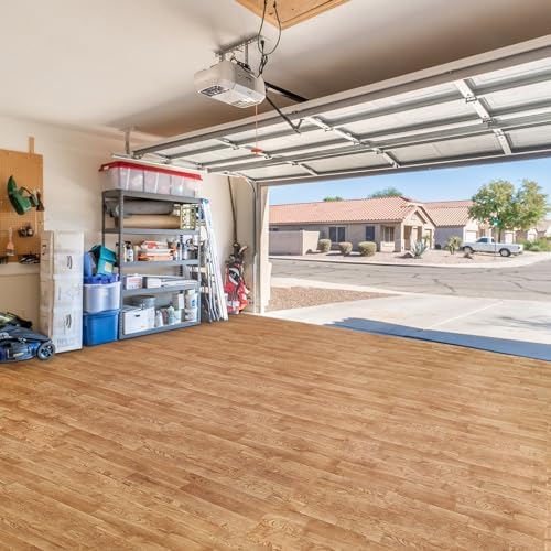 Sorbus 48Sq. Ft. Wood Grain Floor Tiles Foam Mat EVA Interlocking Mats Tile 3/8-Inch Thick Flooring Wood Puzzle Exercise Mats w/Borders - Home Playroom Basement, Apartment, Trade Show, Baby, Dance