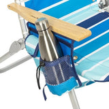 Tommy Bahama Hi-Boy 17" Seat Height 4-Position Lace-Up Suspension Folding Backpack Beach Chair, 2-Pack, Logo Stripe
