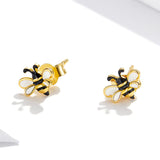 BABAMIA 925 Sterling Silver Bee Earrings For Girls Hypoallergenic Earrings Stud For Women Cute Jewelry Gift (Bee)