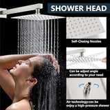 Aolemi Shower Faucet Set Rain Shower System with Handheld Spray Bathroom Shower Combo Rough-in Valve and Shower Trim Kit Included Brushed Nickel 8 Inch Wall Mount Shower Head