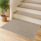 COSY HOMEER Edging Stair Treads Non-Slip Corner Indoor Stair Runners for Wooden Steps,Landing Slip Resistant Stair Rugs for Kids and Dogs, 100% Polyester TPE Backing,Beige,20"X32"