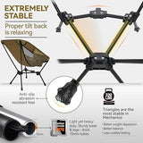 MARCHWAY Lightweight Folding Camping Chair, Stable Portable Compact for Outdoor Camp, Travel, Beach, Picnic, Festival, Hiking, Backpacking, Supports 330Lbs (Khaki)