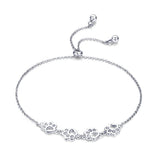 BISAER 925 Sterling Silver Cat Dog Paw Print Charm Bracelet for Women