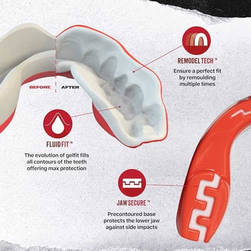 SafeJawz Sports Mouthguard, Dual Layer Premium Mouth Guard with Case for Basketball, Lacrosse, Football, Martial Arts, Hockey, Wrestling, Ice Hockey and All Contact Sports