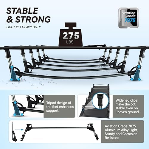 MARCHWAY Ultralight Folding Tent Camping Cot Bed, Portable Compact for Outdoor Travel, Base Camp, Hiking, Mountaineering, Lightweight Backpacking (Black)