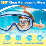 Vvinca Kids Goggles with Comfort Fabric Strap, Kids Swim Goggles Wide View Anti-Fog/UV No Leaking Swimming Goggles for 3-14