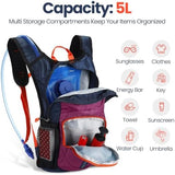 2 Pcs Kids Hydration Backpack with 1.5l Water Bladder Lightweight Kids Hiking Backpack Water Rucksack for Boys Girls Climbing Running