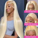 CGCFOYM Blonde 613 Lace Front Wig Human Hair 13x4 HD Transparent Straight Pre Plucked Frontal Wigs 180% Density