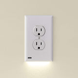 Single - SnapPower GuideLight [For Duplex Outlets] - Replaces Plug-In Night Light - Electrical Receptacle Wall Plate With LED Night Lights - Auto On/Off Sensor - (Duplex, White)