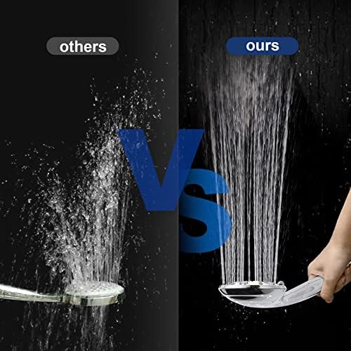 Cobbe High Pressure 8 Functions Shower Head with handheld - Powerful Detachable Shower Head Set for Low Water Pressure - Tool-less 1-Min Installation, Extra Long 60" Stainless Steel Hose (Chrome)