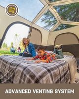 FanttikOutdoor Instant Cabin Tent 6/8/10/12 Person Camping Tent Setup in 60 Seconds with Rainfly & Windproof Portable with Carry Bag for Family Camping & Hiking, Upgraded Ventilation, Khaki