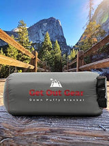 Down Camping Blanket - Puffy, Packable, Lightweight and Warm | Ideal for Outdoors, Travel, Stadium, Festivals, Beach, Hammock | 650 Fill Power Water-Resistant Backpacking Quilt