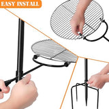 CANDANA Campfire Grill Grate with Keetle Hook Camp Fire Pit Cooking Equipment 360° Rotatable Swivel for Outdoor Camping BBQ Heavy Duty Fireplace Firepit Grilling Parts