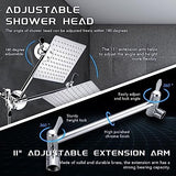12''Rainfall Shower Head with Handheld Combo High Pressure 8+2 MODE built-in power wash, Stainless Steel Chrome Showerhead with 11'' Extension Arm Height/Angle Adjustable with Holder&60"Hose