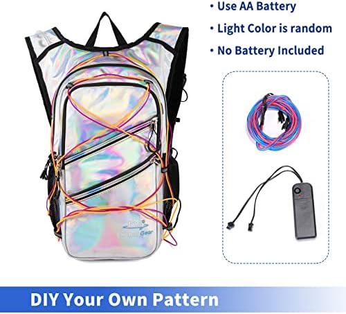 Hydration Backpack Pack with Cool Lights, 2L Water Bladder, Lightweight Bag for Running, Hiking, Bike, Climbing, Music Festival Essential, and Rave