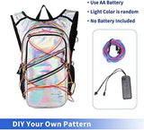 Hydration Backpack Pack with Cool Lights, 2L Water Bladder, Lightweight Bag for Running, Hiking, Bike, Climbing, Music Festival Essential, and Rave