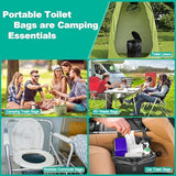 60 Portable Toilet Bags with Poo Gel Set, 8 Gallon Camping Toilet Bags with Absorbent Toilet Gel, Toilet Waste Bags, Leak-Proof Trash Bags for Camping Toilet, Traveling