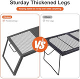 Odoland Folding Campfire Grill, Heavy Duty Steel Mesh Grate with Folding Legs and Storage Bag, Portable Camping Grates, Over Fire Pit Grill Rack for Outdoor Cooking and Bonfire