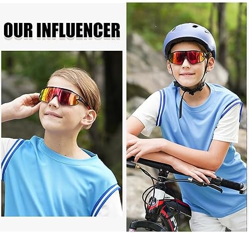 DUCO Kids Sunglasses Youth Baseball Sun Glasses Lightweight TR90 Frame UV400 Sports Cycling Shades for Boys Girls DK268