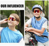DUCO Kids Sunglasses Youth Baseball Sun Glasses Lightweight TR90 Frame UV400 Sports Cycling Shades for Boys Girls DK268
