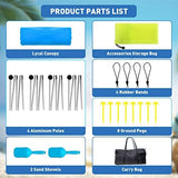 Beach Tent Canopy Pop Up Shade 10x10ft Sun Shelter Portable Family UPF50+ with 8 Sandbags-2 Sand Shovel-4 Aluminum Poles-Ground Pegs-Carrying Bag for Outdoor Camping Fishing Backyard Picnic