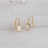 Created Opal Earrings for Women 14K Gold Plated - White Dangles for Brides