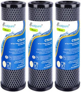 1 Micron 10" x 2.5" Whole House CTO Carbon Water Filter Cartridge Replacement for Home Countertop System, Dupont WFPFC8002, WFPFC9001, FXWTC, SCWH-5, WHEF-WHWC, WHCF-WHWC, CTO10, T01, 3PACK