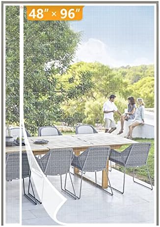 Yotache Reversible Left/Right Opening Magnetic Screen Door Fits 48 x 96 inch Doors, Screen Size 50" x 97" Anti-Tearing Net with Strong Magnets for Front/Back Patio Door, White