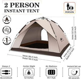 Happy Travel 1/2/3/4 Person Camping Tent, Instant Easy Pop Up Tents for Camping,Automatic Waterproof Family Camping Tent, Easy Set Up Tent,Portable Windproof Dome Tent for Camping Hiking & Traveling
