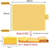 Extra Large Picnic Blanket Beach Blankets, 80''x80'' Picnic Mat Waterproof Sand Proof Foldable Portable for Outdoor Camping Hiking Travel Grass Park Music Festival Lawn Mats (yellow, 80x80 inch)