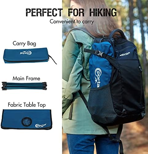 PORTAL Folding Camping Table, Ultralight Compact Aluminum Mesh Table with Carrying Bag, Small Beach Table Foldable Portable for Sand, Outdoor, Picnic, Camp, Boat, Travel, Blue