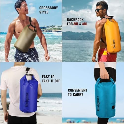 Unigear Dry Bag Waterproof, 2L/5L/10L/20L/30L/40L Floating and Lightweight Bags for Kayaking, Boating, Fishing, Swimming and Camping with Waterproof Phone Case