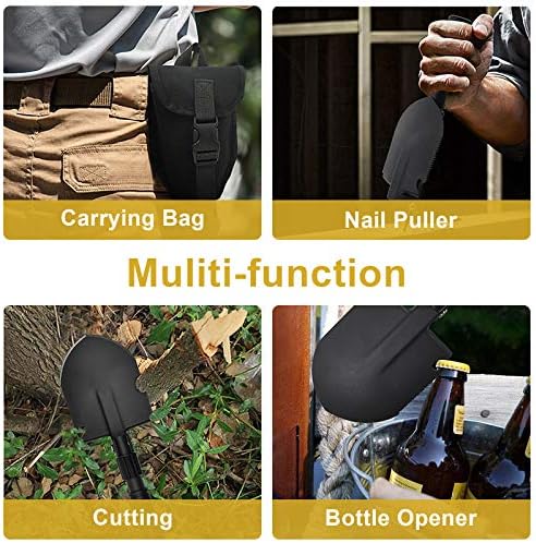 Folding Shovel, (24.21'') Camping Shovel, Survival Off Road E Tool Shovel, with Pickaxe, Portable Bag, High Carbon Steel, for Digging, Backpacking, Hiking, Gardening, Emergency, Outdoor