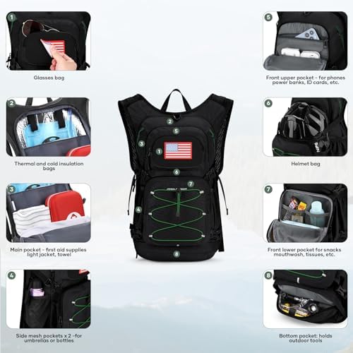 Maelstrom Hydration Backpack, Hiking Backpack with 2L/3L Water Bladder, High Flow Bite Valve Water Backpack Lightweight