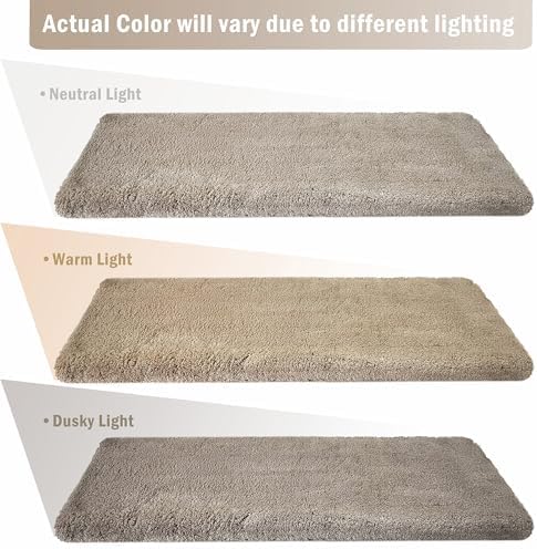 PURE ERA Carpet Stair Treads Ultra Plush 9.5" X 30"Soft Bullnose Indoor Stair Protectors Pet-Friendly Non-Slip Skid Resistant Tape Free Washable Reusable(14 Pieces, Cream Gray)