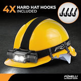 Foxelli Ultra Bright Rechargeable Headlamp – 18650 Battery, IPX7 Waterproof, 1200 Lumen LED Light for Work & Outdoors, with Battery & Hooks - Perfect for Hard Hat or Helmet
