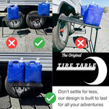 Vehicle Tire-Mounted Steel Camping, Travel, Tailgating and Outdoor Work Table, Black (Steel) , 29 x 23 x 1.5"