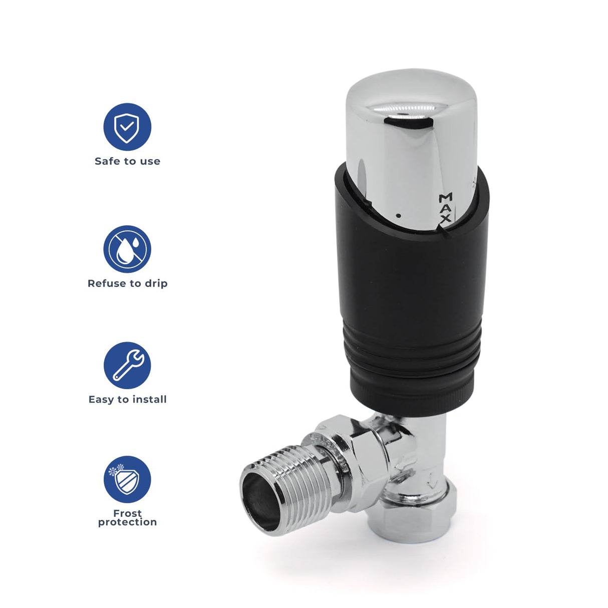 Radiator Valve Angled - Vancoco Modern TRV H62 Brass Pair Manual Radiator Valve Thermostatic Valve Set Thermostatic Valve 1/2" x 15mm Radiator Valves for Radiator Central Heating