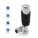 Radiator Valve Angled - Vancoco Modern TRV H62 Brass Pair Manual Radiator Valve Thermostatic Valve Set Thermostatic Valve 1/2" x 15mm Radiator Valves for Radiator Central Heating