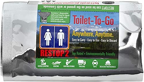 2 Wilderness Kit - 5 Quantity Individually Packaged Portable Toilet Leak Proof Waste Bags Inside of 1 Mesh Tote - Waste Bags Are For Solid (Poop) and Liquid (Pee)