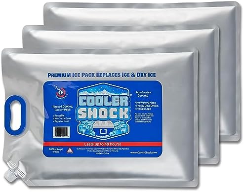Cooler Shock Reusable Ice Packs for Cooler - Long Lasting Cold Freezer Packs for Coolers and Lunch Boxes - Cooler Ice Packs for Camping Gear, Fishing, Road Trips, Beach Must Haves