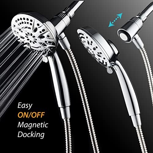 AquaDance New Magnetic Guidance Docking System - High-Pressure 8-setting Handheld Shower Head with Giant 5 inch Face, Magnetic Bracket, Extra-long 72 inch Stainless Steel Hose/All Chrome Finish
