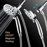 AquaDance New Magnetic Guidance Docking System - High-Pressure 8-setting Handheld Shower Head with Giant 5 inch Face, Magnetic Bracket, Extra-long 72 inch Stainless Steel Hose/All Chrome Finish