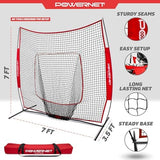 PowerNet Baseball Softball Practice Net 7x7 with Baseball Accessories for Practice Pitching, Batting & Fielding, Ball Caddy, Weighted Baseballs, Tee