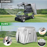 10L0L 2/4/4+2 Passenger Golf Cart Cover Fits for Yamaha EZGO Club Car, 420D Waterproof Durable Polyester Golf Cart Cover with Three Zipper Doors Windproof Sunproof - Black/Army Green/Sliver