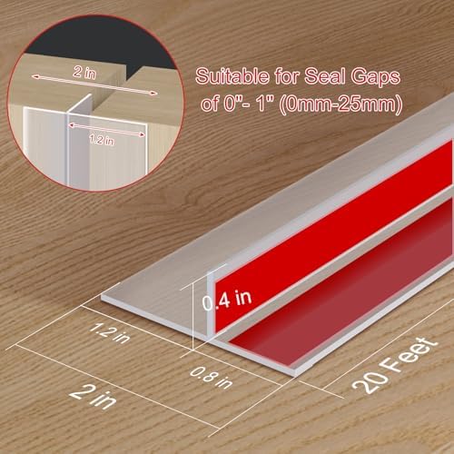 T-Shaped Clear Silicone Seal Strip for Door & Windows Gaps,Weather Stripping Door Seal Strip，20Ft Door Draft Stopper for Side of Door