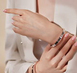 RIMRIVA Silver Bracelets for Women Trendy Love Friendship Bangle