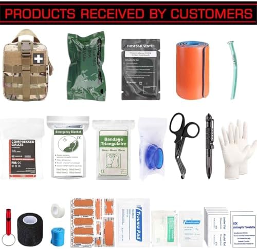 Ifak Trauma Kit, 74 Piece Upgrade Tactical First Aid Supplies, Molle Ifak Pouch Rip Away Refill Supplies for Survival Camping Hiking Travel