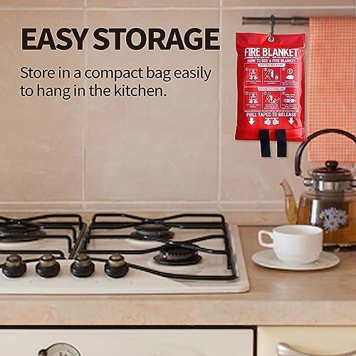 Fire Blanket for Home and Kitchen,40" x 40",4 Pack,Emergency Fire Blanket
